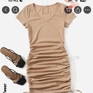 SHEIN Tan Ruched Dress